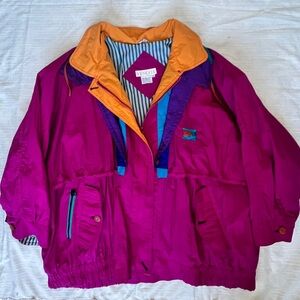 Venezia Vintage Unisex Zip Front Jacket - Oversized 80s Style